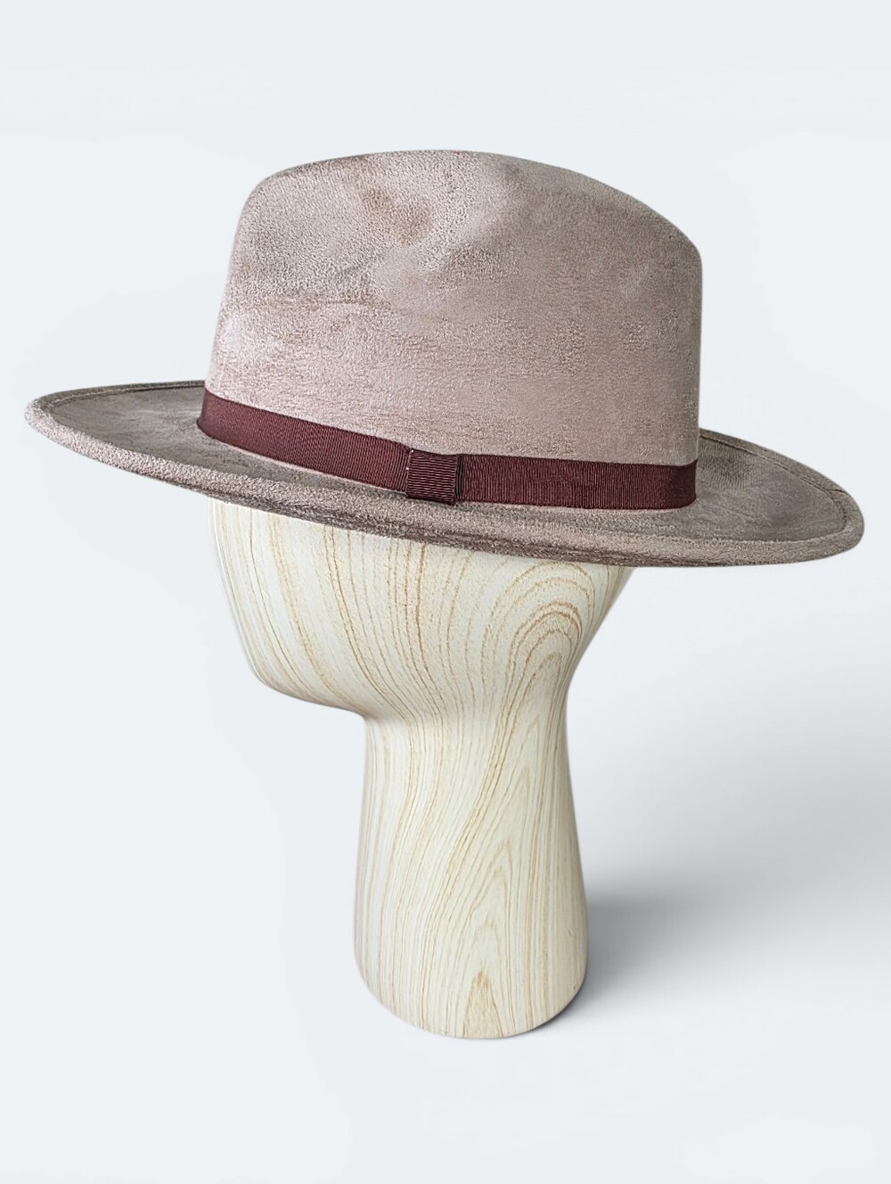NWT Journey Wide Brim Fedora Hat Tan Cream felt Ribbon Accent Size M